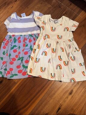 Hanna Andersson Rainbow Pocket Dress - Cream with Multicolor Rainbows